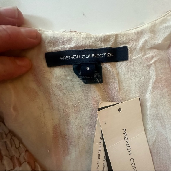 French Connection Cream Sofa Reds Clear Sequins Feather Field Saess Dress NWT 6 - Picture 12 of 15